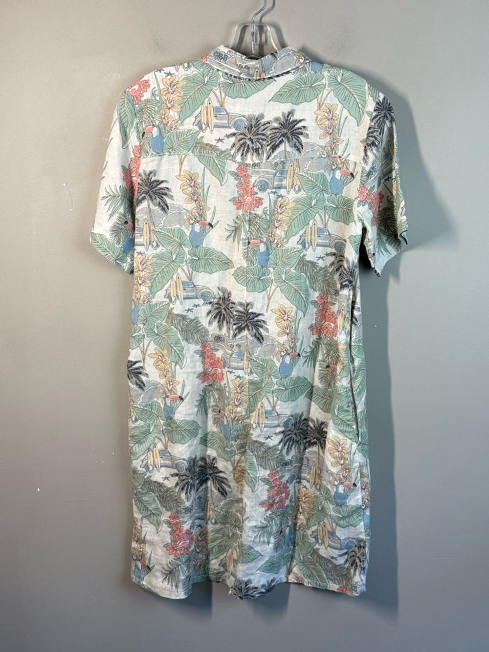 C&C California 100% Linen Beach Toucan Surf Shirt Dress Size S - Picture 3 of 13